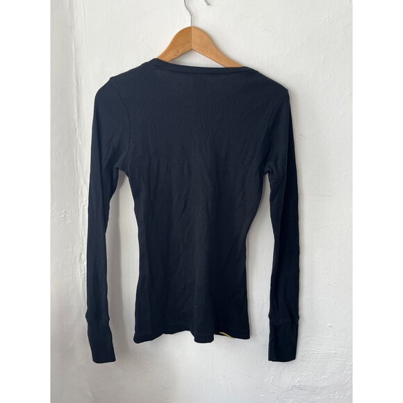 Disney Couture Shirt Womens  Thermal Black Neon Mickey Donald Retro Size Large - Picture 2 of 3